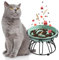 Comedero Antivoracidad para Gato - Elevado con Soporte Metálico Antideslizante - Cuenco de Cerámica de Alimentación Lenta - Plato Alto de Comida - Bol - Menta Verde