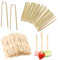 20uds Pinzas de Bambú y 200uds Tenedores Bambu, 12cm Pinzas de Madera Pinzas para Tostadora para Cocinar Servir Alimentos Pequeños Utensilios de Cocina para Embutidos Queso Frutas Pan Tostado