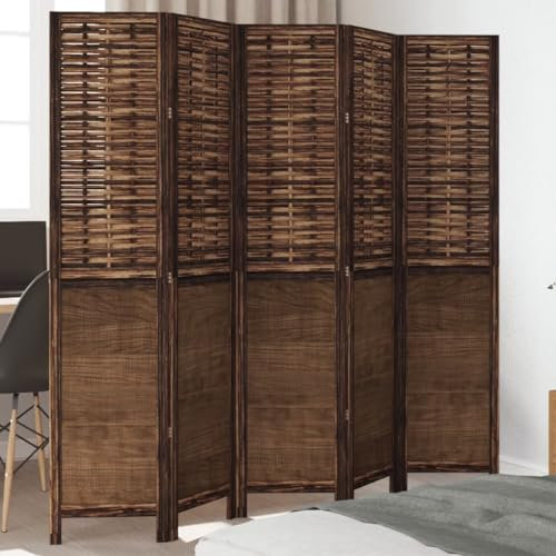 Raumteiler Raumteiler 5 Paneele Dunkelbraun Massivholz Paulownia