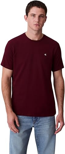 Calvin Klein Herren T-Shirt Kurzarm Smooth Solid Tee mit Rundhalsausschnitt, Rot (Deep Rouge), M