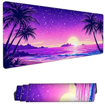 Gaming Mouse Pad 31.51x11.82x0.12in Large Mouse Mat Purple Mouse Pad,Desk Mat Starry Sky Mousepad with Stitched Edges,Keyboard Mat with Water Resist Surface,Improved Precision and Speed,Gifts Hs-278