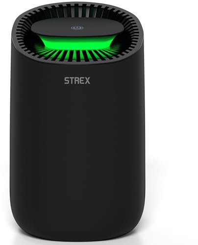Strex Luftentfeuchter Elektrisch - Extrem leise - 600ml/Tag - Schwarz - Geeignet für Haus/Schlafzimmer & Büro