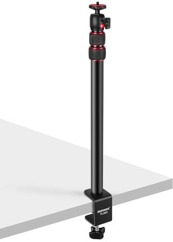 NEEWER Supporto da Tavolo per Fotocamera, Testa a Sfera, Treppiede da Tavolo Regolabile 43-102cm, Vite 1/4 e Morsetto a C per Fotocamera DSLR, Luce Anulare, Stream Live, Vlog, Max: 3kg, TL283 (ROSSO)