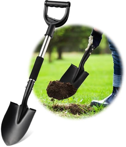 Starbover Pala de jardín pequeña de metal plateado
