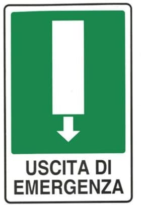 Cartello Segnale Uscita Emergenza Verso Basso Adesivo