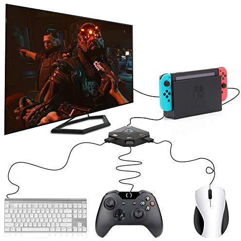 Keyboard and Mouse Adapter for Nintendo Switch, Wired Keyboard and Mouse Converter for PS4/PS3/Xbox One/Xbox 360 Console, Mouse and Keyboard Adapter Support Custom Mapping