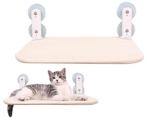 Foldable Cat Window Perch,Cat Window Hammock with 4 Strong Suction Cups,Durable Cordless Folding Cat Window Bed, Easy to Install Window Resting Seat for Indoor Cats
