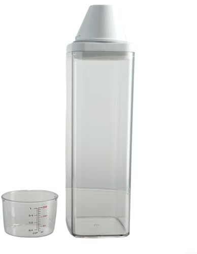 Emiif Geschirrspülmittelbehälter mit luftdichtem Deckel, Messbecher, Waschpulverdose, transparente Aufbewahrungsbox für Pulver, Seife, Reinigungsmittel, Waschmittel (1100 ml)