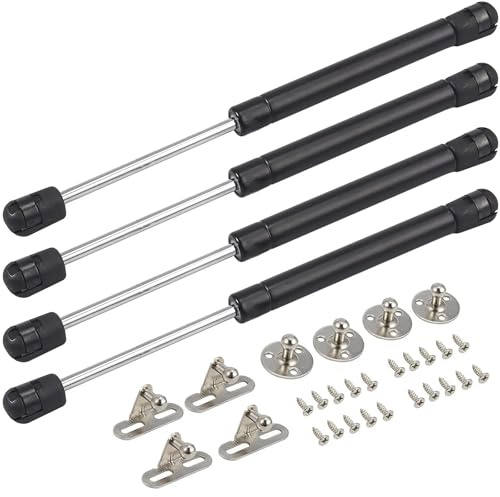 100N Gas Struts Cabinet Door Lift Support Black Pack of 4 | Spring Flap Stay Bar For Kitchen Cupboard Box; 100N Pressure; Heavy Duty