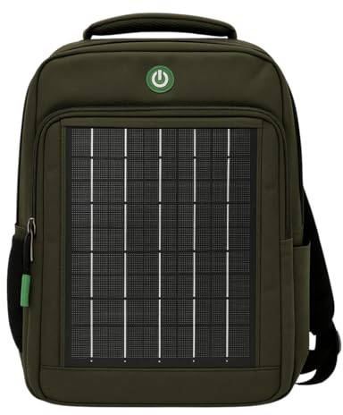 Sac à Dos Solaire 10W, Panneau Intégré, Port USB 5V, Imperméable, Chargeur Randonnée pour Téléphone, Unisexe, Camping, Trekking (Vert Kaki, Petit)