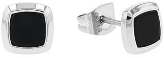 AMOR - Herren Ohrringe Edelstahl - Vergoldet/Golden - mit Achat - Quadrat Ohrstecker