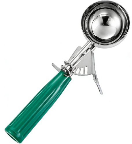 Saebye 2.67 OZ Scoop - #12 (1/3 Cup) - Disher, Ice Cream Soop, Cookie Scoop - Portion Control - 18/8 Stainless Steel, Green Handle