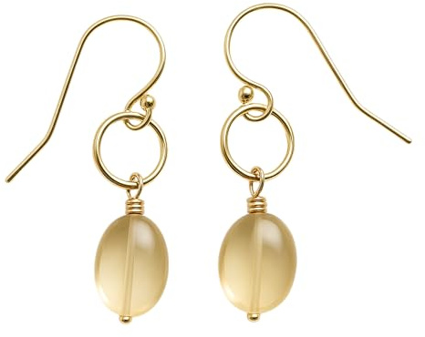 Citrin Ohrhänger Damen Gold Filled, 925 Sterling Silber | Echte Citrin Naturstein-Ohrringe, GIA Gemmologin handgefertigt, November Geburtsstein Geschenk für Frauen Mama