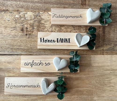 Zita´s Creative Geplottetes Geschenk mit Herz aus Beton – handgemachtes Unikat-Holzschild mit Spruch – Einzelstück für Muttertag, Geburtstag, Hochzeit, Freundschaft, Dankeschön