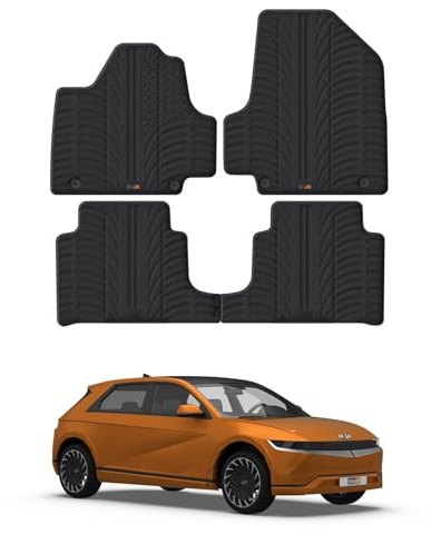 Travall Fussmatten Auto Set für Hyundai IONIQ 5 (2021-) Auto Zubehör Innenraum 100% Passgenau Gummimatten Antirutsch Fußmatten Schwarz Robuste Pflegeleichte Gummifußmatten