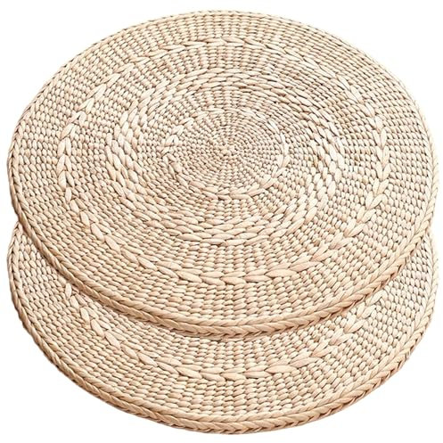 CGTQROVR Cojines de Piso de 2 Piezas Almohada de Piso de Hierba Tejida de 16 Pulgadas para meditación de Yoga Mostín Suave para la Ventana de la Ventana y la oración de Tatami