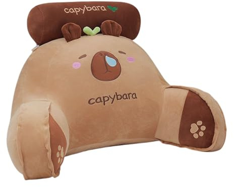 Bett-Lesekissen – süßes Capybara Plüschkissen, bequemes gestepptes Stützkissen | Weiches Plüsch-Dekokissen für Schlafzimmer, Sofa, Auto und Pep