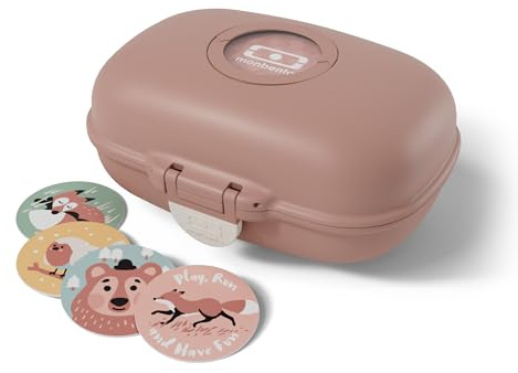 monbento - Kids Snack Box Gram Pink Moka - Snack Box Container for Travel, Picnics, Activities - BPA Free - Customisable and Sturdy Lunch Box - Pink