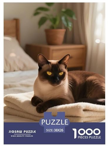 Burmese Jigsaw Puzzle 1000 Pieces Adults Teens Gift Box Decorative Pet Cat Smooth Cut Fun Play 38x26cm/1000pcs