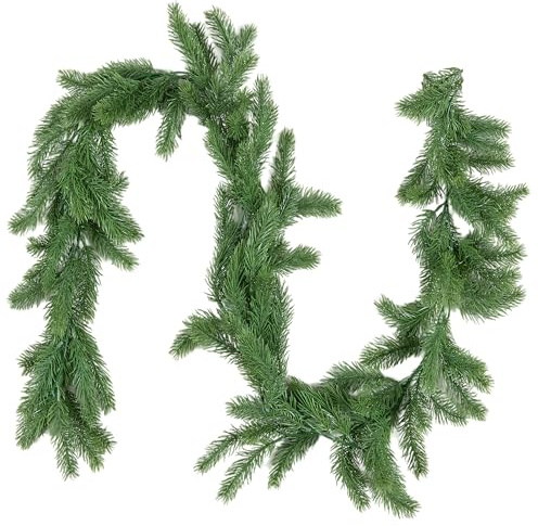1.8M Weihnachtsgirlande künstlich mit Kiefernzweigen und Beeren, Weihnachtskranz und Deko für Tür, Tisch, Kamin, Wand und Treppengeländer (Schlichte Girlande, 1.8M)