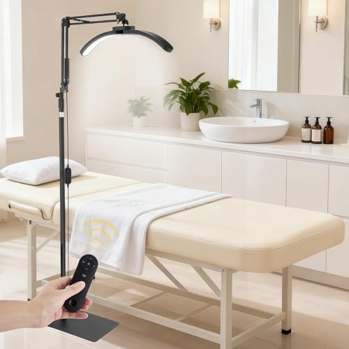 Half Moon Light, Adjustable Lash Light for Eyelash Tech with 3 Color Temperature & 10 Brightness, 360° Rotating, Desk Lamp Beauty Lamp for Eyelash Extensions, Skincare, Nail Tech, Beauty Salon, Tatoo