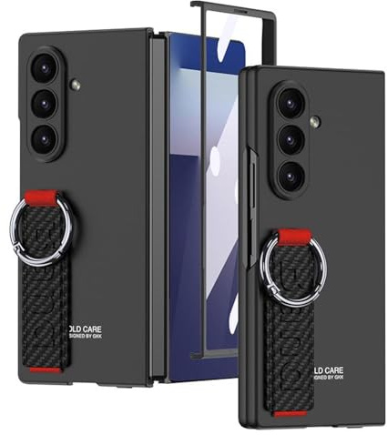 Wigento Für Samsung Galaxy Z Fold7 5G GKK Displayschutz Ring Halter Band Hülle Carbon