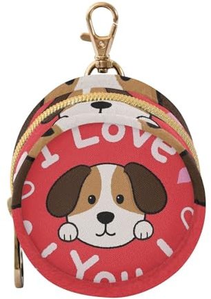 I Love You Valentine Dog Newborned Boy Schnuller Aufbewahrungstasche mit Reißverschluss und Clip Schlüsselanhänger Geldbörse Neugeborene Essentials