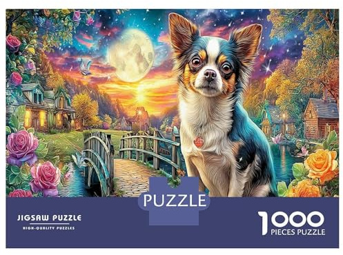 Scène Magique du Chien 1000 Pièces Puzzle À Assembler Soi-même pour Une Stimulation Logique Intense Papillon Bridge Path génial pour Les Soirées Jeux Et Le Cadeau Ultime pour Les Passionnés 52x38cmc