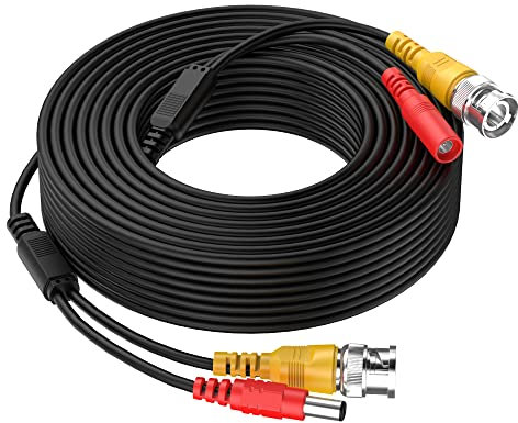 Cocar 15M/50FT Alimentazione Prolunga Cavo Video BNC CCTV All-in-One Prefabbricati, Cavo BNC Telecamere con Alimentazione per Telecamere di Sicurezza Home Surveillance CCTV Sistema TV a circuito