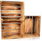 CHICCIE 4 Set Geflammte Holzkiste Kuno - 50 x 40 x 30cm Obstkiste Weinkisten Holz Kisten Apfelkisten Obstkiste Gebrannt