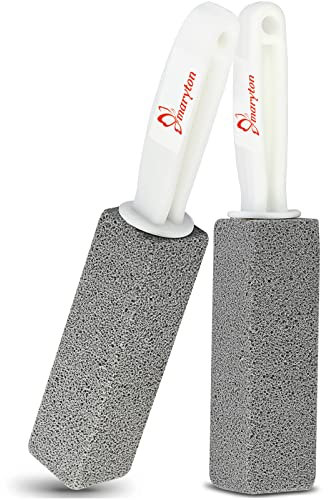 MARYTON Pumice Stone with Handle for Cleaning Toilet Bowl Ring and Hard Water Stains Pack of 2 (Gray)