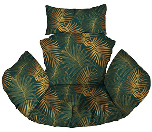 Ferocity Cojín de Silla de Hamaca, Colgante Huevo Cojines, Columpio Silla Cojín Respaldo con Almohada para la Cabeza, Cjín Impermeable, para Patio Jardín, Palm Green [114]