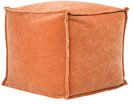 Main + Mesa Sitzhocker, quadratisch, Samt, Boho-Stil, 45,7 x 45,7 x 40,6 cm, Terrakotta