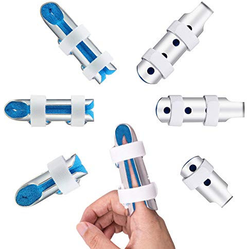 TopBine 6 Stück Fingerschienen Fingerschutz bei verletzung Fingerschiene Zeigefinger Mittelfinger Schiene Fingerschiene Ringfinger Verstellbarem Befestigungsgurt