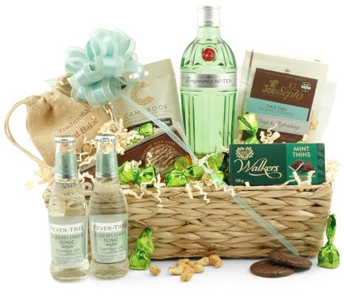Gin & Tonic Gift Set for Women, Men - Award Winning Tanqueray Gin, Mother's Day Hamper Gift for Women, Anniversary, Birthdays, Hampers for Couples