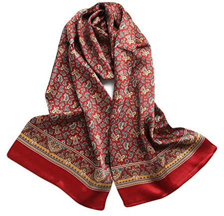 UK_Stone 100% Seide Paisley Blumen Halstuch Herren Schal (Paisley # 4 Rot)