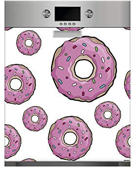 Vinyl für Geschirrspüler Donuts Rosa | verschiedene Größen 75 x 85 cm | robuster und einfacher Aufkleber, dekoratives Profi-Design