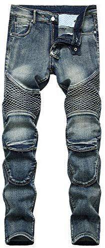 Hombre Pantalones de Motociclista Slim Jeans Moto Vaqueros de Moto Nostálgicos Pantalones Rodilleras de Montar Anti Caída(sin Equipo de protección) Motorcycle Biker Pants Cargo Recto Tejanos A 33W