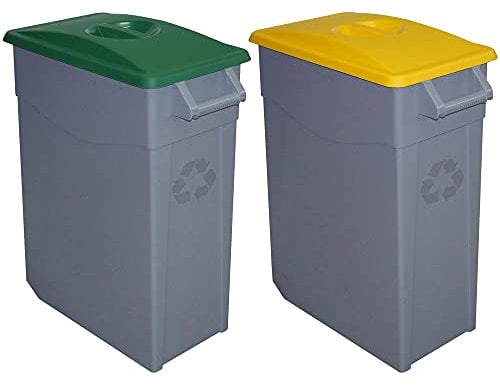 Denox PK3350 Pack Reciclaje Zeus 65 litros Cerrado c/u: 130 litros totales, en 2 contenedores, en Colores Verde/Amarillo