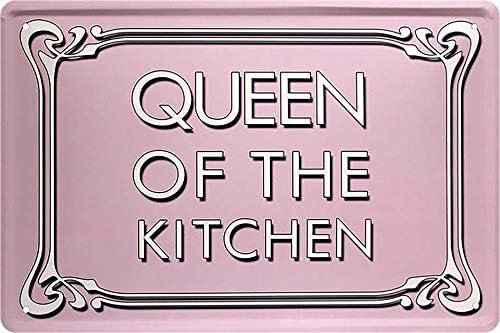 Blechschild Lustiger Küchen Spruch “Queen of The Kitchen” Deko Schild Metallschild für Küche Geschenk zum Geburtstag oder Weihnachten 20x30 cm