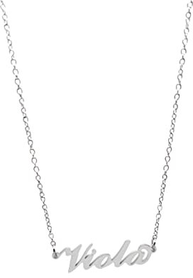 Collana in acciaio con il nome per donna regolabile colore argento anallergica girocollo regolabile (Viola)