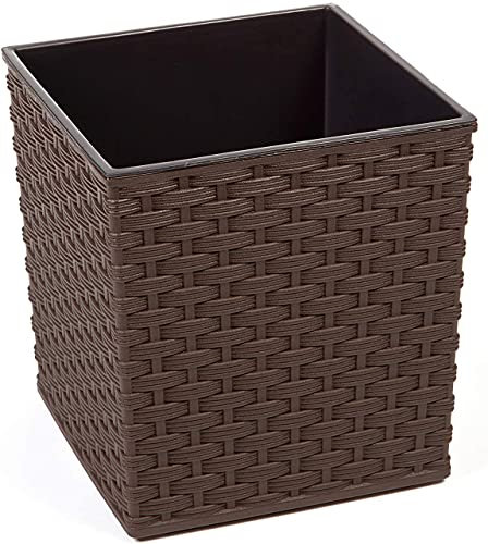 Gordanluk Low Flowerpot Rattan Designed Flowerpot with removable liner large plant pots indoor large plant pots outdoor plant pot flower pots (Brown, 40 x 41.5 cm)
