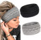 2 Stück Winter Stirnband Damen Stirnbänder Gestrickte Verdicken Haarband (Schwarz & Grau)