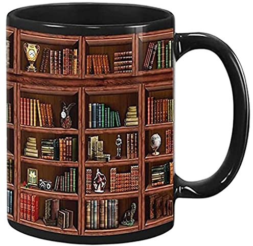 Fenteer Bookshelf Mug Library Lover Mug Sayings Cup Reading 301-400ml Librarian Mug Book Lover Mug Family