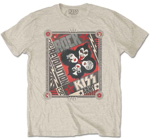 KISS T Shirt Rock Revolution Band Logo Nue offiziell Unisex Sand