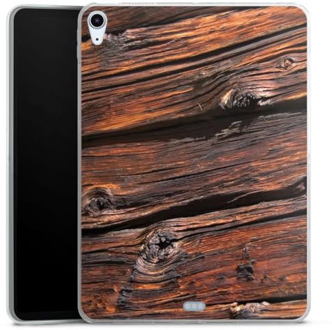 Silikon Hülle kompatibel mit Apple iPad Air 2020 (2020) Case Tablet Hülle Holzoptik Holzbalken Holz