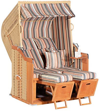 Müsing Rustikal 250 Plus Gartenstrandkorb 2-sitzer Kunststoffgeflecht Beige