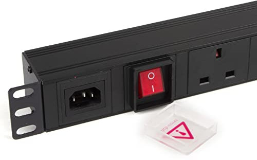 kenable PDU C14 IEC Inlet to UK Sockets 6 Way Power Distribution Unit Horizontal 1U [C14 to UK Sockets 6 Way] Without Surge