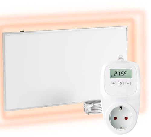 VIESTA® Infrarot Wandheizung mit Thermostat [FERNBEDIENUNG + WIFI STEUERUNG] – Infrarotheizung Wandmontage Heizkörper – Carbon Crystal Infrarot Paneel App steuerbar – (Modell TH12 WIFI - 450W)