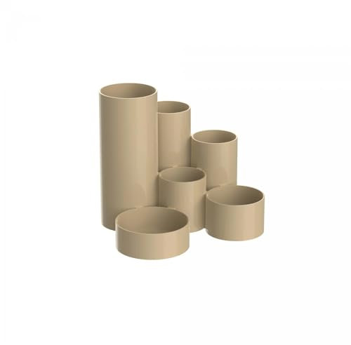 Maul Stiftehalter MAULtubo Ø15x12,5 cm | Schreibtisch Organizer mit 6 Köchern | Büro Organizer für Stifte, Kugelschreiber, Pinsel und Schere | Stilvoller Stifte Organizer | Sahara